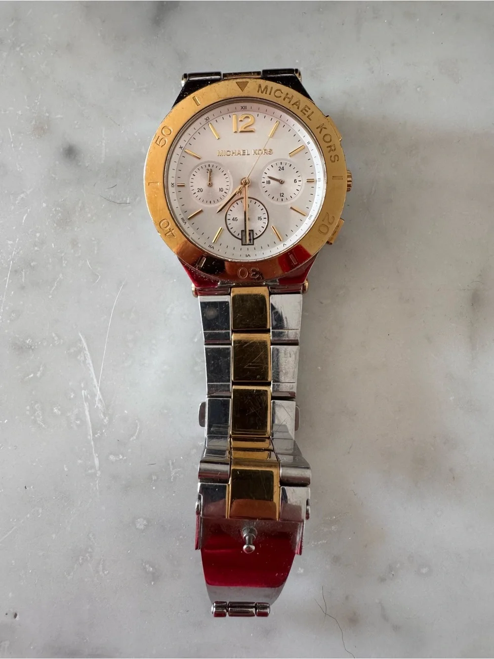 Michael Kors Women’s Two-Tone Chronograph Watch | White Dial